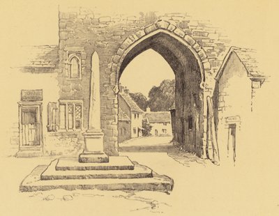 Cartmel, De abdijpoort (litho) door Frank Greenwood