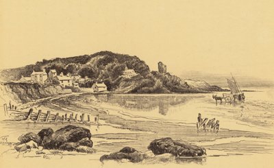 Oud Heysham bij eb (litho) door Frank Greenwood