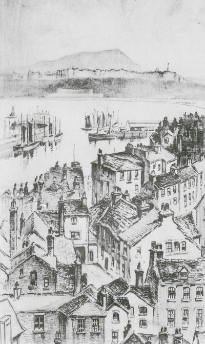 Scarborough vanaf Castle Hill (litho) door Frank Greenwood