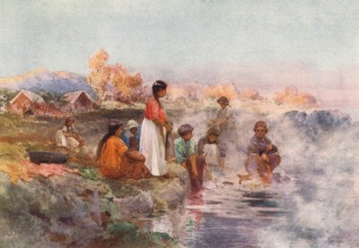 Nieuw-Zeeland: Maori Wasdag, Ohinemutu door Frank H Wright