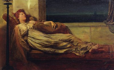 Klassieke Dame Liggend op een Chaise Longue door Frank Hobden