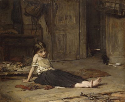 Meisje bij de haard, 1867 door Frank Holl