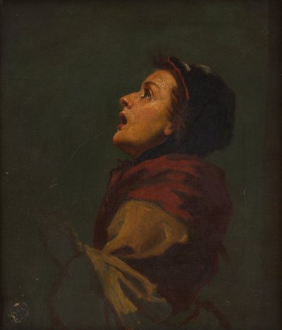 Studie van een Vrouw die naar de Hemel Kijkt door Frank Holl