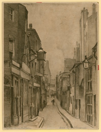 Schets van Leather Lane, Holborn, Londen door Frank Lewis Emanuel