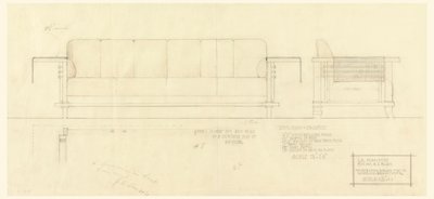 Woonkamer Davenport, Henry J. Allen Residence, Wichita, Kansas door Frank Lloyd Wright