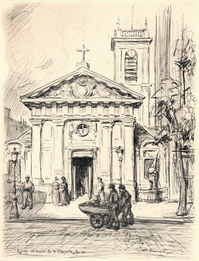 Kerk van St Denis de la Chapelle, 1915 door Frank Milton Armington