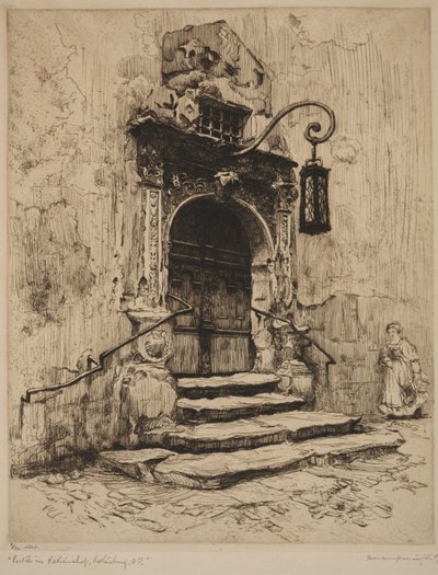 Portaal Rathaus Rothenburg door Frank Milton Armington