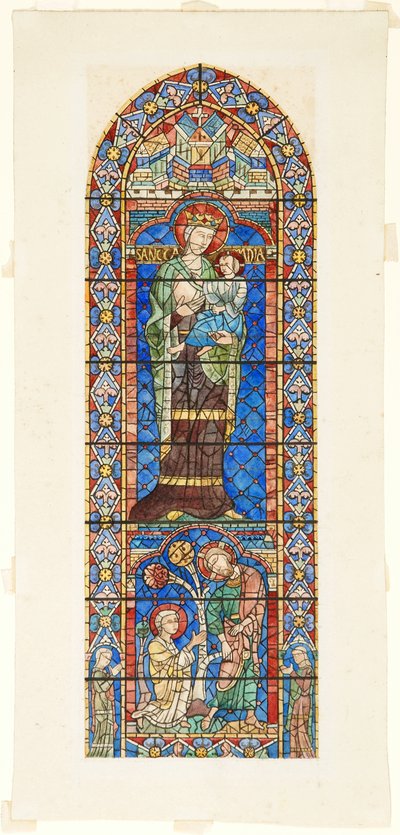 Studie van glas-in-lood, noordelijke lichtbeuk van het schip, kathedraal van Chartres, Frankrijk door Frank Randal
