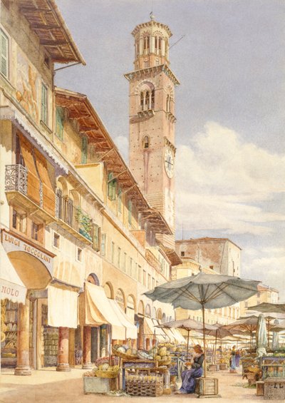 De Piazza delle Erbe, Verona, juni - september 1884 door Frank Randal
