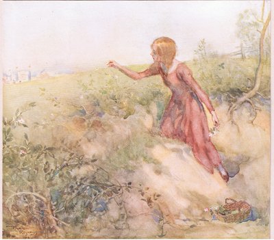 Kort na zonsopgang in de ochtend sloop ze uit de tent en zwierf naar enkele velden een korte afstand en plukte een paar rozen, ca. 1920 door Frank Reynolds