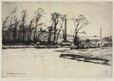 Een winterse storm op het Stourbridge-kanaal door Frank Short