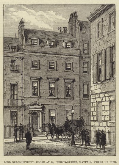 Het huis van Lord Beaconsfield op 19, Curzon-Street, Mayfair, waar hij stierf door Frank Watkins