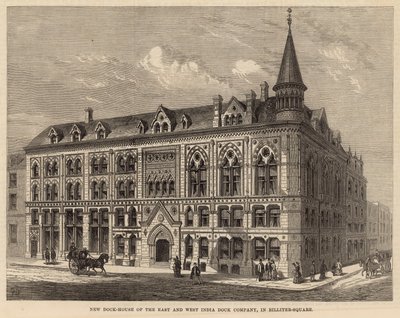 Nieuw Dokhuis van de East and West India Dock Company in Billiter Square door Frank Watkins