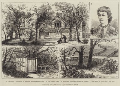 Scène van de aanval op Lady Florence Dixie door Frank Watkins