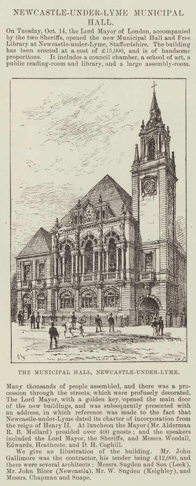 Het Gemeentehuis, Newcastle-under-Lyme door Frank Watkins