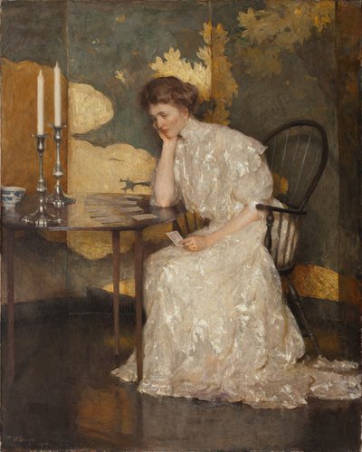 Meisje dat met Solitaire speelt door Frank Weston Benson