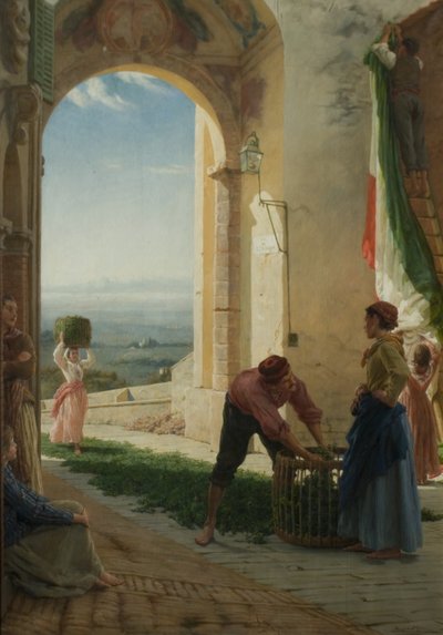Voor het komende evenement, 1897 door Frank William Warwick Topham