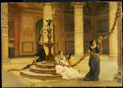De ochtend van het festival - Centraal Italië, 1876 door Frank William Warwick Topham