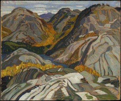 La Cloche heuvels, rotsen en stroom door Franklin Carmichael