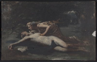 Pyramus en Thisbe, ca. 1875 door François Alfred Delobbe
