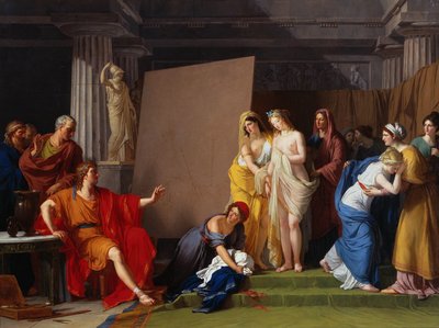 Zeuxis kiest zijn modellen voor het beeld van Helena uit de meisjes van Croton, ca. 1790 door François André Vincent