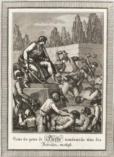 De executie van de Streltsy. Uit: Histoire de Russie door Blin de Sainmore, ca. 1800 door François Anne David