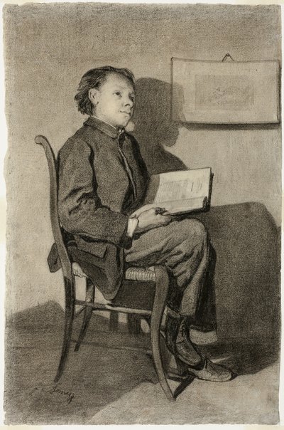 Jongen Leest (Jeune Garçon Lisant) door François Bonvin
