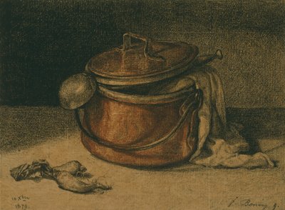 Stilleven met een koperen pot en lepel door François Bonvin
