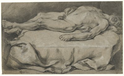 Anatomische studie van liggend mannelijk naakt door François Boucher (manner of)