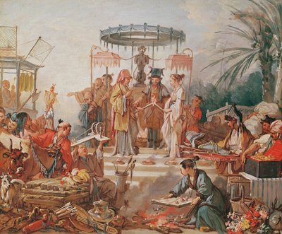Een Chinese bruiloft, studie voor een tapijtkarton, c.1742 door François Boucher