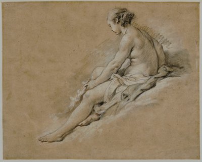 Zittend naakt meisje door François Boucher