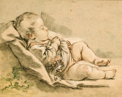 Een Slapende Baby door François Boucher