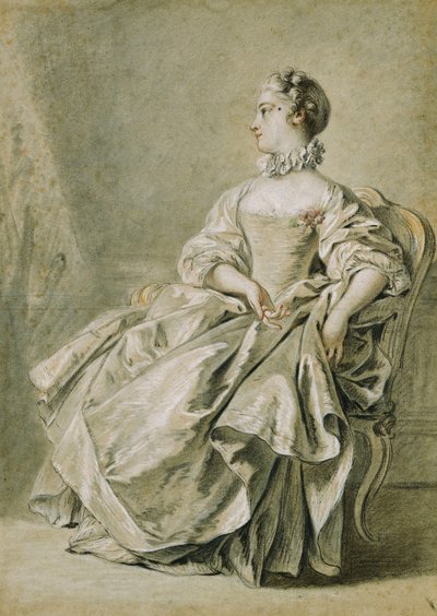 Een jonge vrouw zittend in profiel naar links door François Boucher