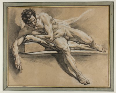 Academische studie van een liggende mannelijke naakt door François Boucher