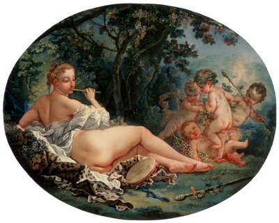 Bacchante die een rietfluit bespeelt door François Boucher