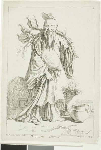 Chinese Botanicus, uit Recueil de diverses figures chinoise du cabinet de François Boucher door François Boucher