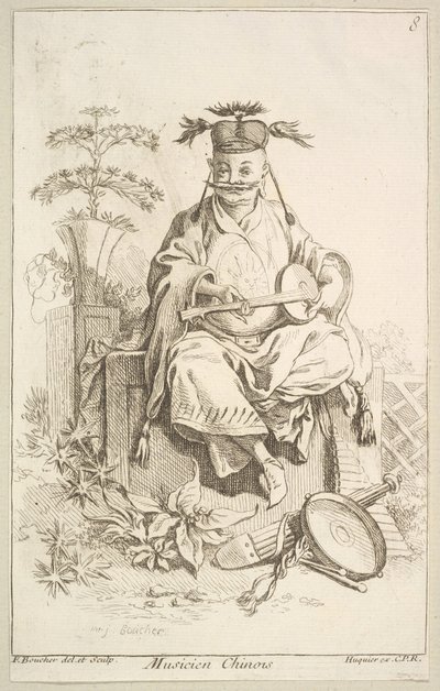 Chinese Muzikant, 1738-45 door François Boucher