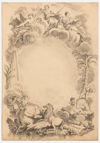 Ontwerp voor een wapenschild ter ere van William Earl Cowper (ca. 1665-1723) door François Boucher