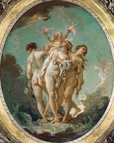 De drie gratiën met Amor door François Boucher