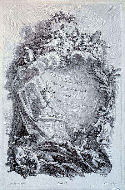 Frontispice voor een serie planken op het graf van Willem III, Prins van Oranje en Koning van Engeland (1650-1702). Tekening door Francois Boucher (1703-1770) 18e eeuw. Parijs, Louvre Museum door François Boucher