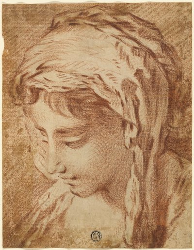 Hoofd van een vrouw door François Boucher