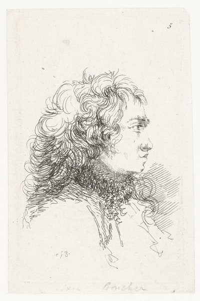 Hoofd van een jongeman door François Boucher