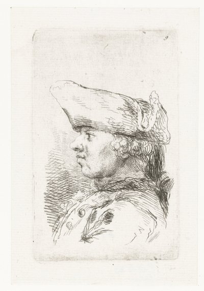 Hoofd van man met tricorne door François Boucher