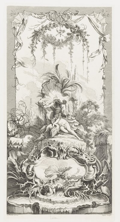 Léda in Nouveaux Morceaux pour des paravents (Nieuwe concepten voor schermen) door François Boucher