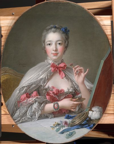 Madame de Pompadour aan haar toilet, ca. 1760 door François Boucher