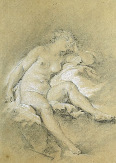 Naakte Jonge Vrouw Zittend, Slapend door François Boucher