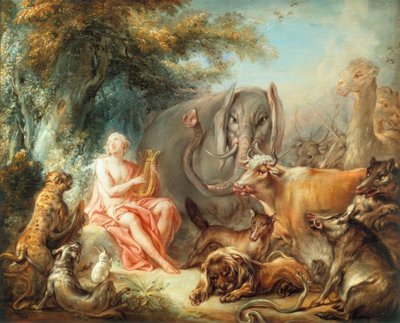 Orpheus betovert de dieren door François Boucher