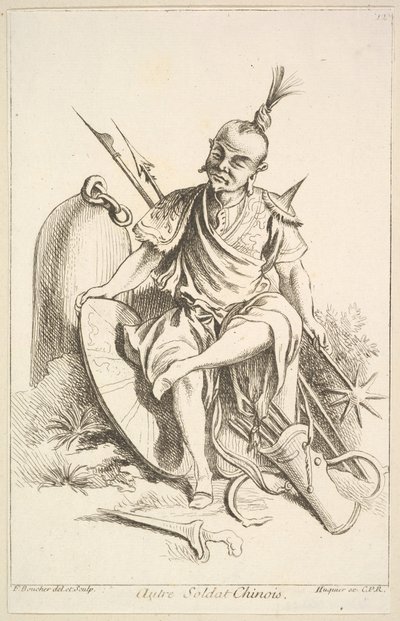 Andere Chinese soldaat, 1738-45 door François Boucher