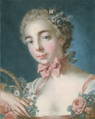 Hoofd van Flora, gegraveerd door Louis-Marin Bonnet (1736-93) 1769 door François Boucher