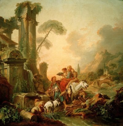 Rust bij de fontein door François Boucher